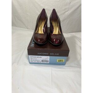 Antonio Melani Whitley  plum perfect wedge pump leather size 10